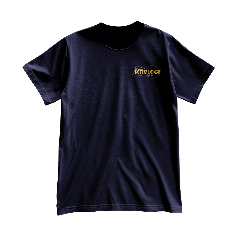 T-shirt Radio Mitology organic blu STAMPA ORO