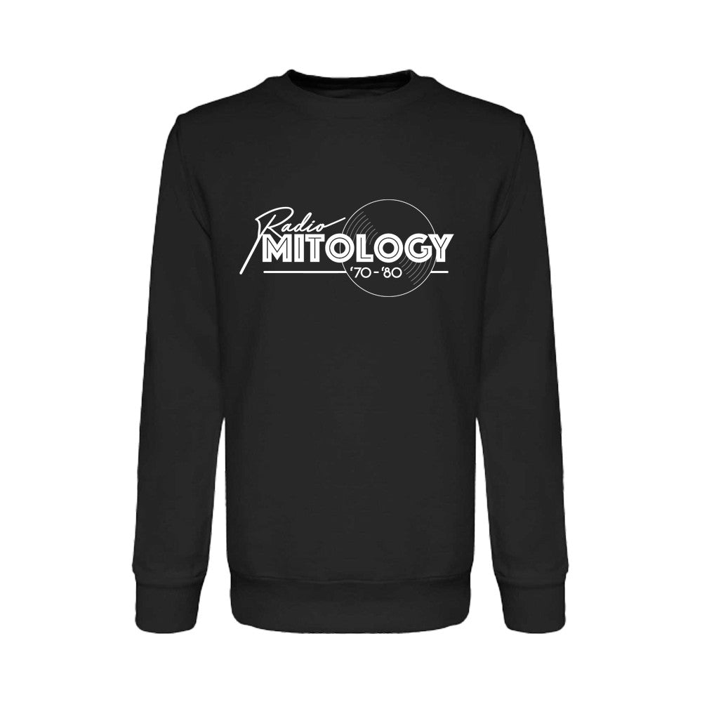 Felpa Girocollo Radio Mitology French Terry nera stampa bianca