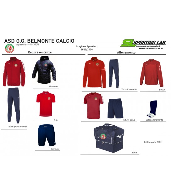 Kit completo Belmonte calcio con Borsa