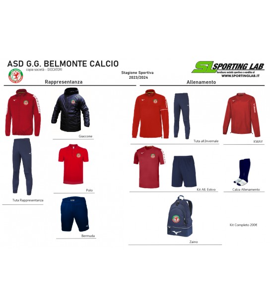 Kit completo Belmonte calcio con Zaino