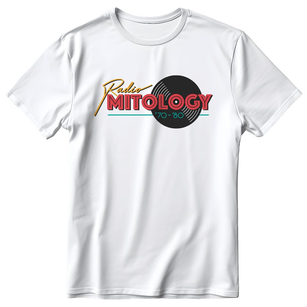 t-shirt Bianca radio Mitology logo grande