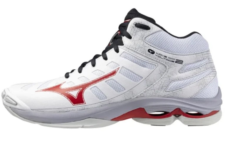 Mizuno Wave Voltage Mid White Black Red