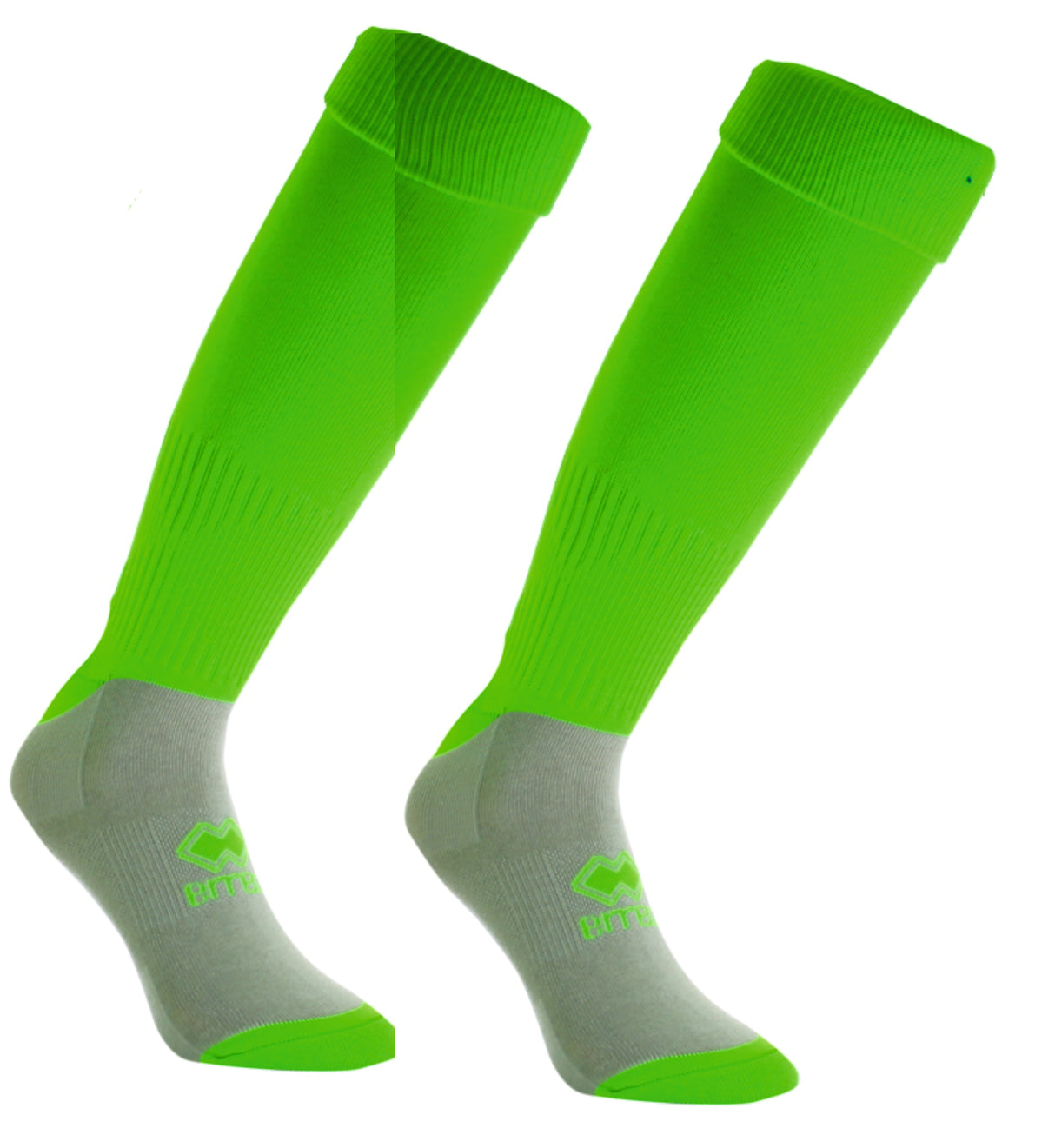 errea Calza con Piede Verde Fluo
